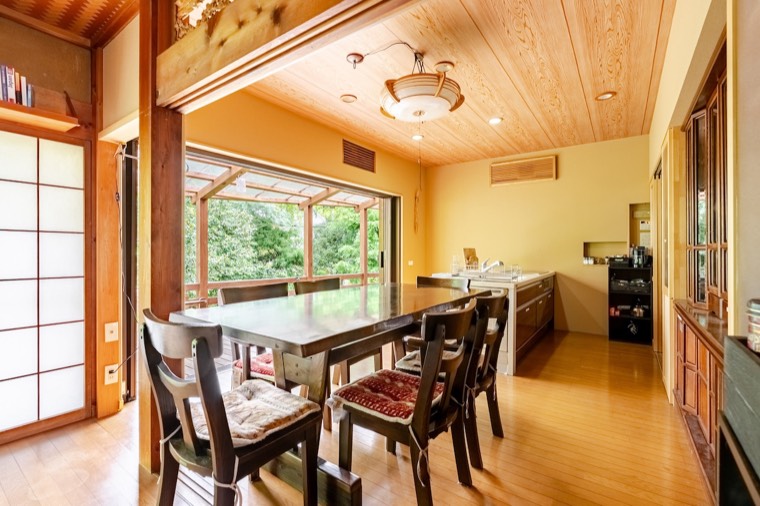 Dining room and kitchen, side by side