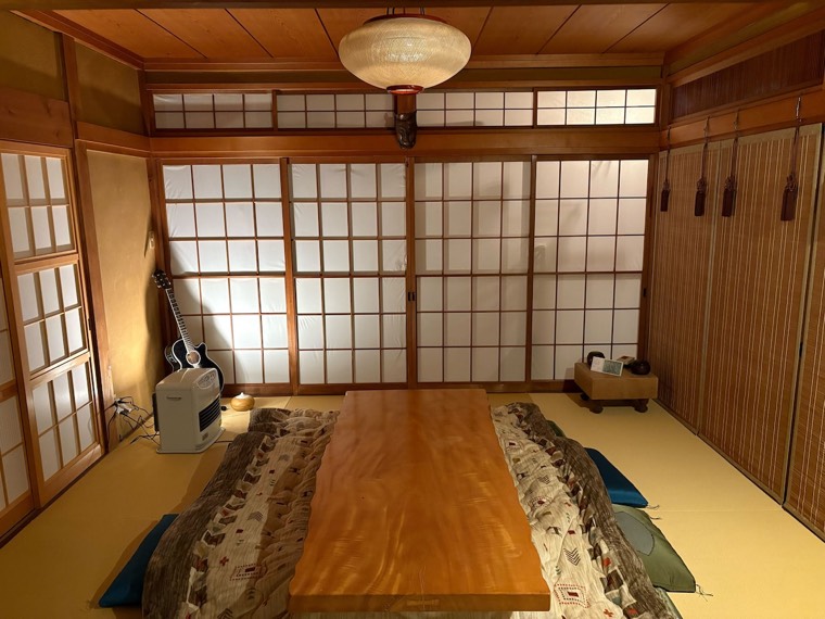 Shoji screens drawn for the night