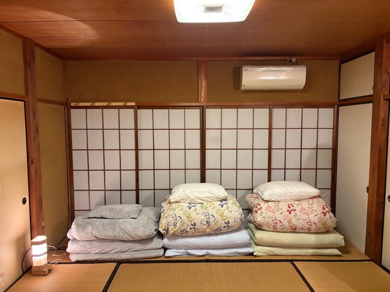 Three futons ready for the night