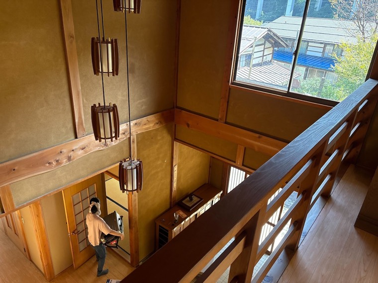 Looking down into the hall